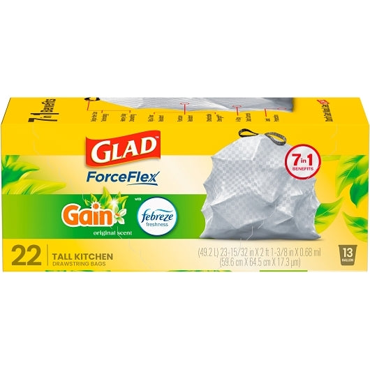 Glad Forceflex Drawstring Gain Original Odor Shield, 22 Count — 6 Per Case