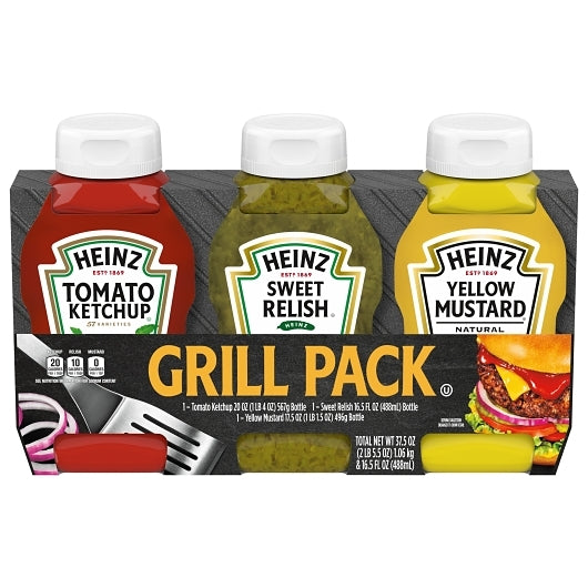 Heinz Assorted Relish, Mustard And Ketchup Picnic Pack Bottles, 3.375 Pound — 4 Per Case