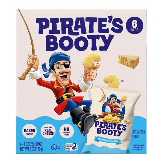 Pirate's Booty Aged White Cheddar Flavored Popcorn, 6 Ounce — 6 Per Case