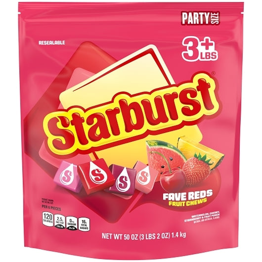 Starburst Fave Reds Stand Up Pouch Party Size, 50 Ounce — 6 Per Case