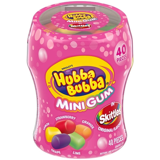 Hubba Bubba Sugar Free Rainbow Gum Bottles, 40 Piece — 24 Per Case