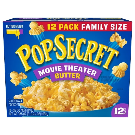 Pop Secret Microwave Popcorn Movie Theater Butter Flavor Sharing Bags, 38.4 Ounce — 4 Per Case