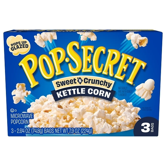 Pop Secret Sweet 'n Crunchy Kettle Corn Microwave Popcorn Share Size, 7.92 Ounce — 6 Per Case