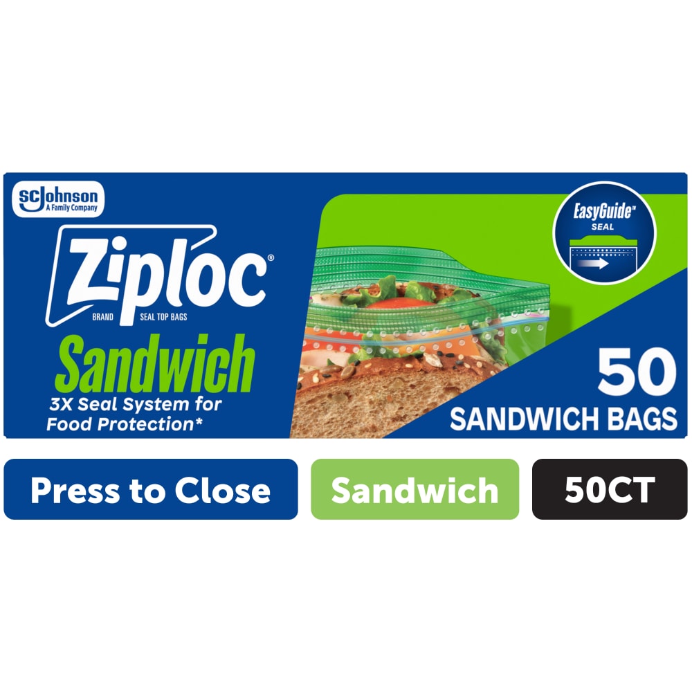 Ziploc Easy Guide Sandwich, 50 ct — 12 Per Case