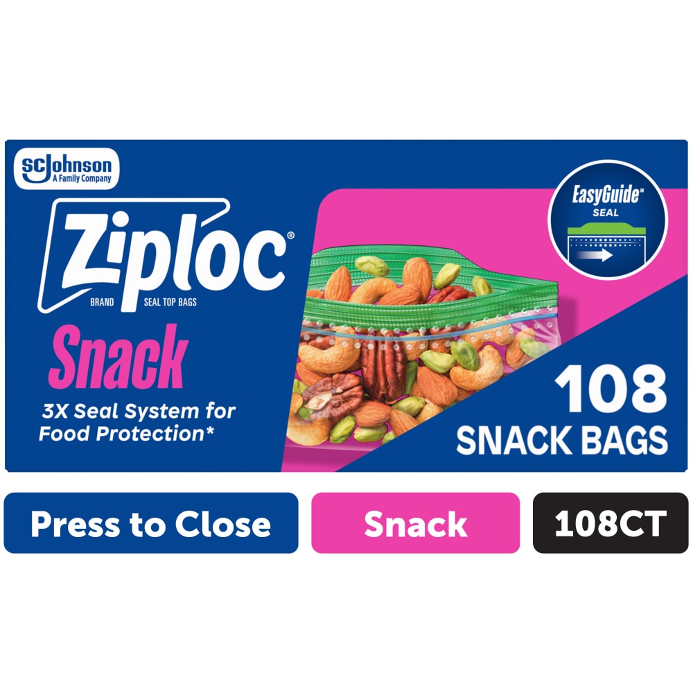 Ziploc Easy Guide Snack Bag, 108 ct — 12 Per Case