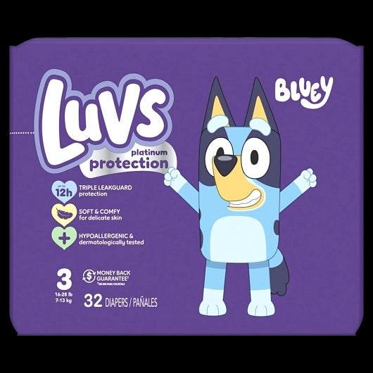 Luvs Platinum Size 3 Jumbo Diapers, 32 Count — 4 Per Case