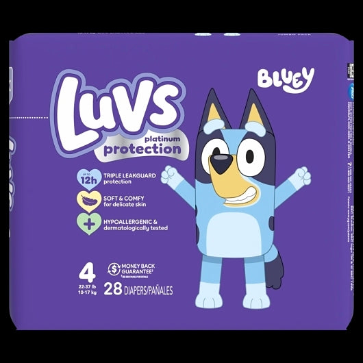 Luvs Platinum Size 4 Jumbo Diapers, 28 Count — 4 Per Case