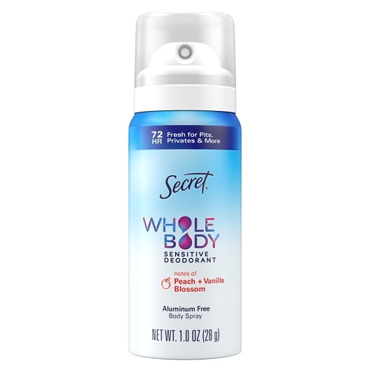 Secret Whole Body Peach & Vanilla Anti-Perspirant Deodorant Spray, 1 Ounce — 24 Per Case
