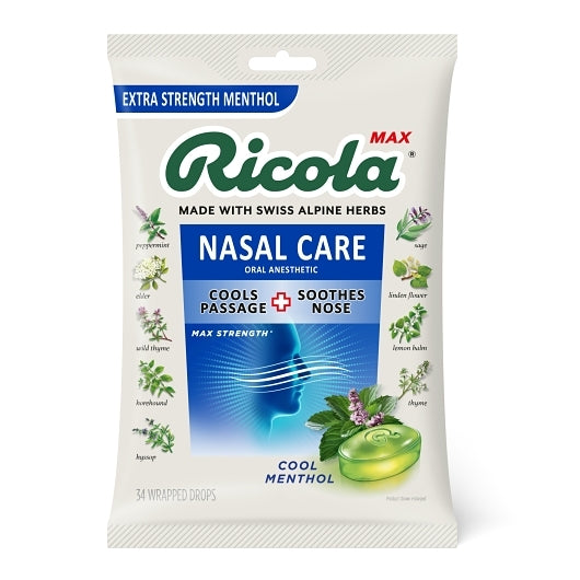 Ricola Max Cool Nasal Care Menthol, 34 Count — 6 Per Case