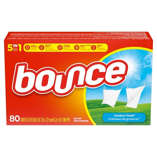 Bounce Dryer Sheets Outdoor Fresh, 80 Count — 9 Per Case