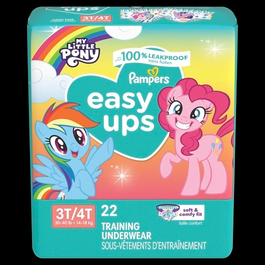 Pampers Easy Ups Girls Training Underwear 3T-4T Jumbo, 22 Count — 4 Per Case
