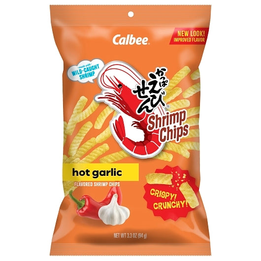 Calbee Shrimp Chips Hot Garlic, 3.3 Ounce — 6 Per Case