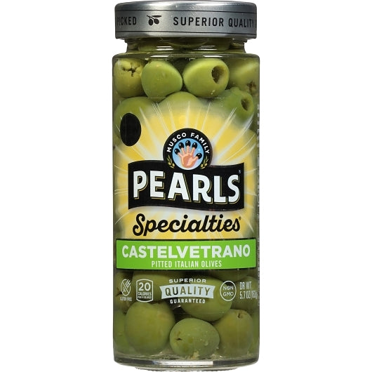Pearls Castelvetrano Pitted Italian Olives Jar, 5.7 Ounce — 6 Per Case