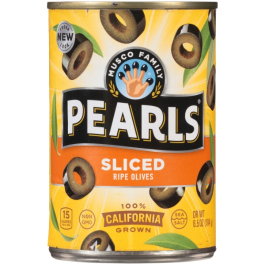 Pearls Black Ripe Sliced Olives Canned, 6.5 Ounce — 12 Per Case