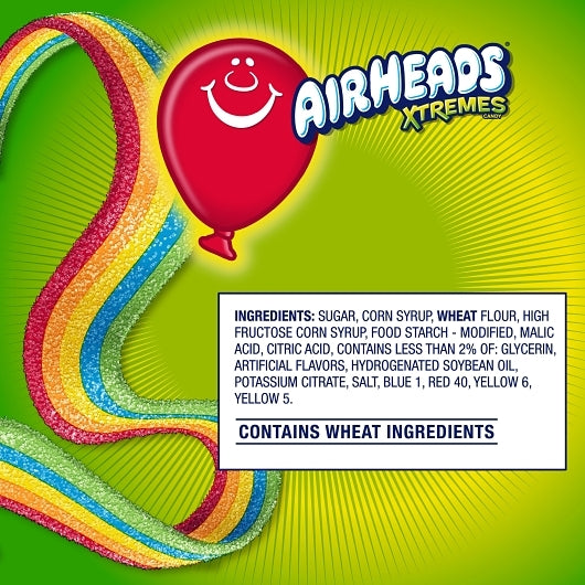 Airheads Rainbow Berry Belt Xtremes, 3 Ounce — 12 Per Case