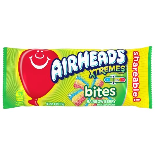 Airheads King Size Xtremes Rainbow Berry Bites Share Pack, 4 Ounce — 144 Per Case