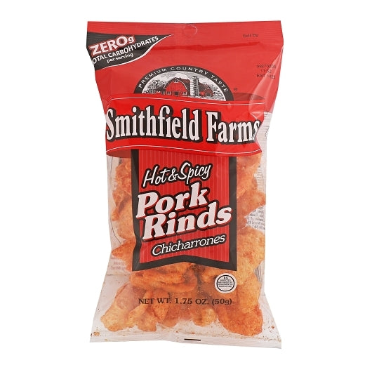 Smithfield Farms Hot & Spicy Pork Rinds, 1.75 Ounce — 12 Per Case