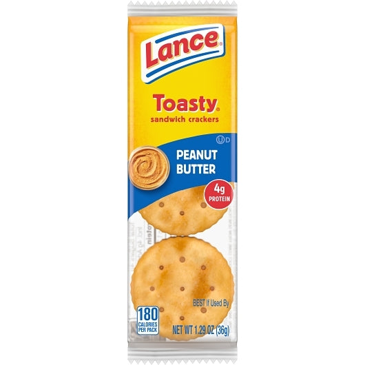 Lance Single Serve Peanut Butter Toasty Sandwich Crackers, 1.29 Ounce — 90 Per Case