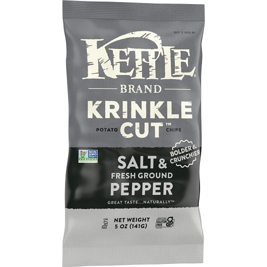 Kettle Foods Potato Chip Krinkle Salt & Fresh Ground Pepper, 5 Ounce — 8 Per Case