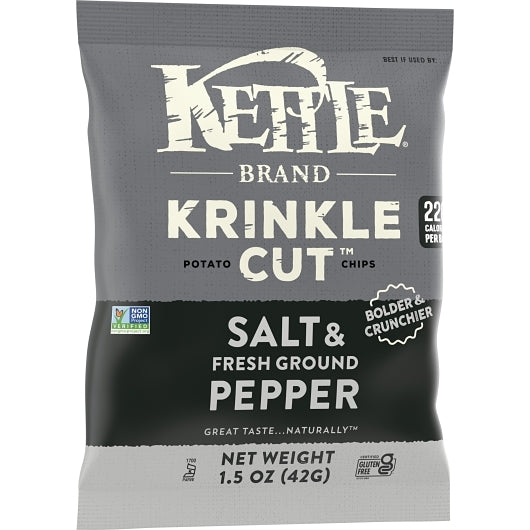 Kettle Foods Potato Chip Salt & Fresh Ground Pepper Krinkle Cut, 1.5 Ounce — 24 Per Case