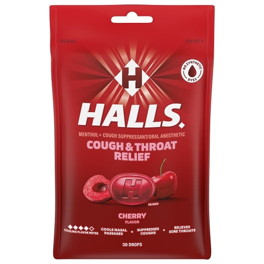 Halls 30 Piece Bag Shipper, 72 Count — 1 Per Case