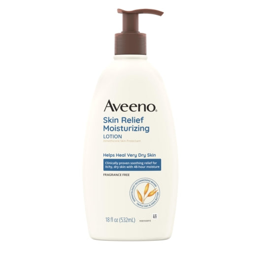 Aveeno Skin Relief Fragrance Free Moisturizing Lotion, 18 Fluid Ounce — 12 Per Case