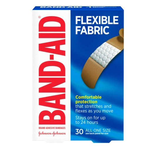 Band-Aid Flexible Fabric Comfortable All One Size Bandages, 30 Count — 24 Per Case