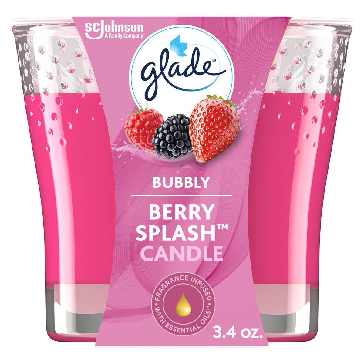 Glade 2 in 1 Candle - Bubbly Berry Splash & Watermelon Refresher, 3.4 oz — 6 Per Case