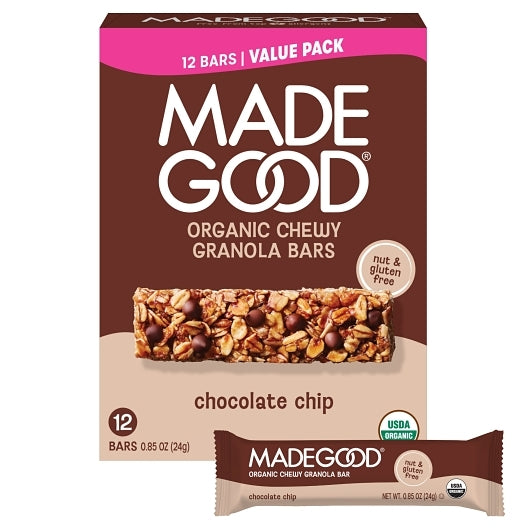 MadeGood Chocolate Chip Granola Bars Family Pack, 12 Count — 6 Per Case