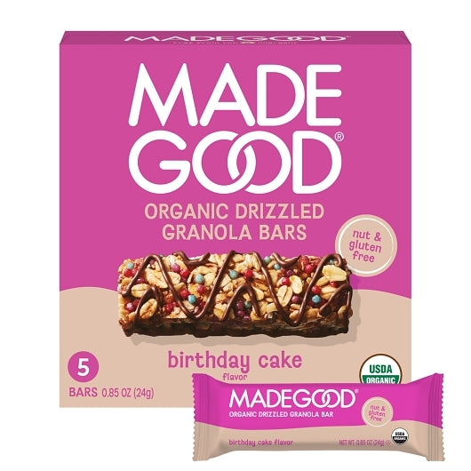 MadeGood Birthday Cake Granola Bar, 5 Count — 6 Per Case