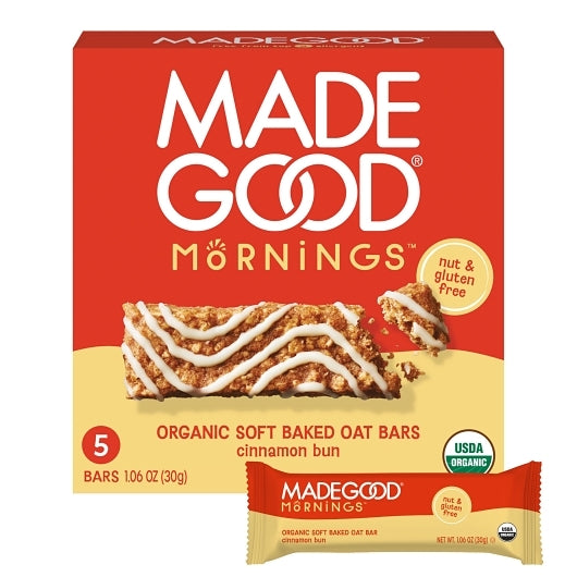 MadeGood Morning Bars Cinnamon Bun, 5 Count — 6 Per Case