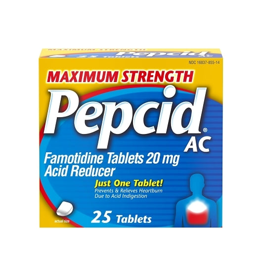 Pepcid Ac Maximum Strength Acid Reducer Tablets, 25 Count — 6 Per Case