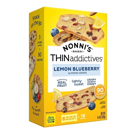 THINaddictives Lemon Blueberry Almond Thin Cookies, 4.4 Ounce — 6 Per Case