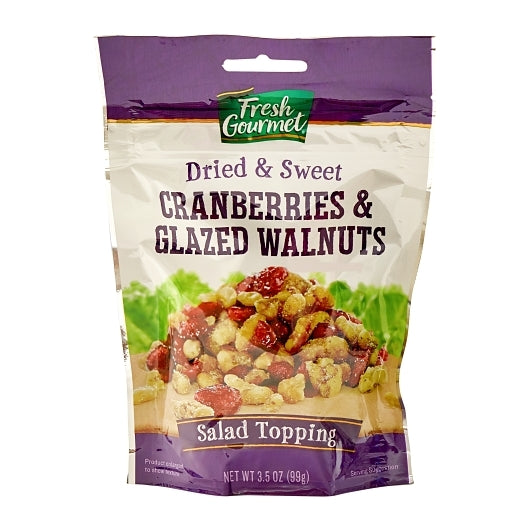 Fresh Gourmet Dried Cranberries & Glazed Walnut Bags, 3.5 Ounce — 9 Per Case