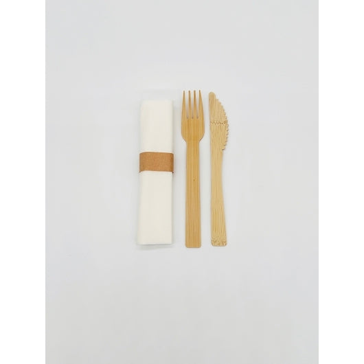 VerTerra Bamboo Roll Up - Fork, Knife, Napkin — 4 Per Case