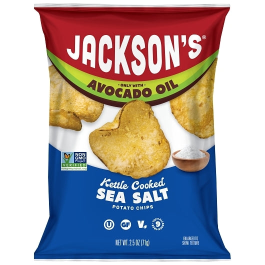 Jackson's Sea Salt Classic Kettle Potato Chips In Avocado Oil, 2.5 Ounce — 8 Per Case