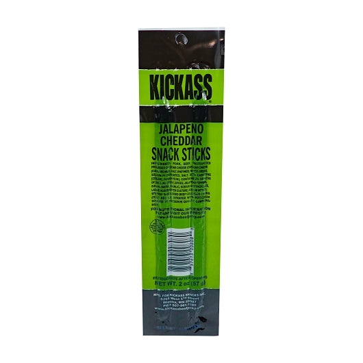 Kickass Beef Jerky Jalapeno Cheddar Cheese Flavored Snack Sticks, 2 Ounce — 32 Per Case