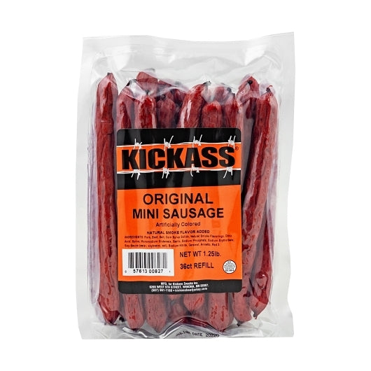 Kickass Beef Jerky Original Flavored Mini Sausage Snack Sticks, 36 Each — 12 Per Case