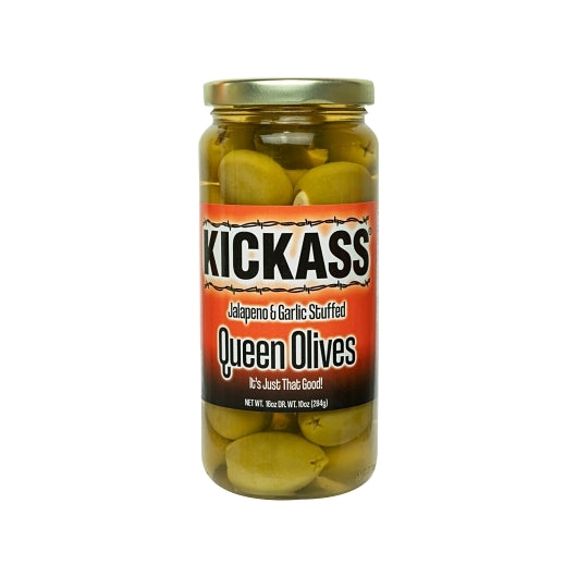 Kickass Beef Jerky Jalapeno & Garlic Stuffed Olives, 16 Ounce — 12 Per Case