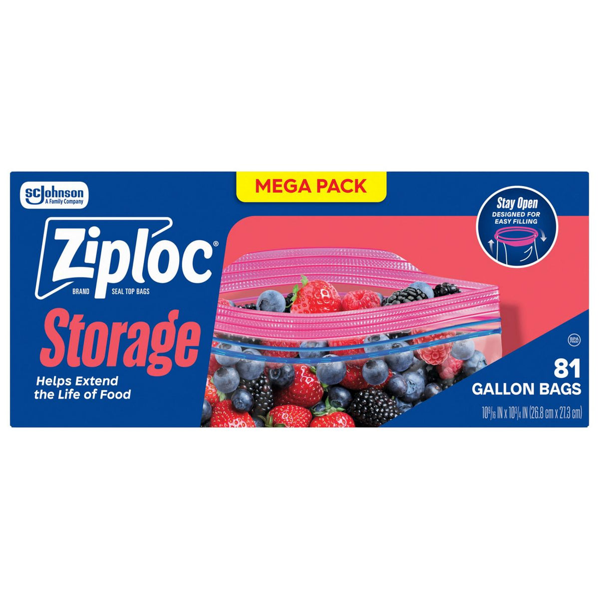 Ziploc Suso Super Mega Pack Storage Gallon, 96 ct — 4 Per Case