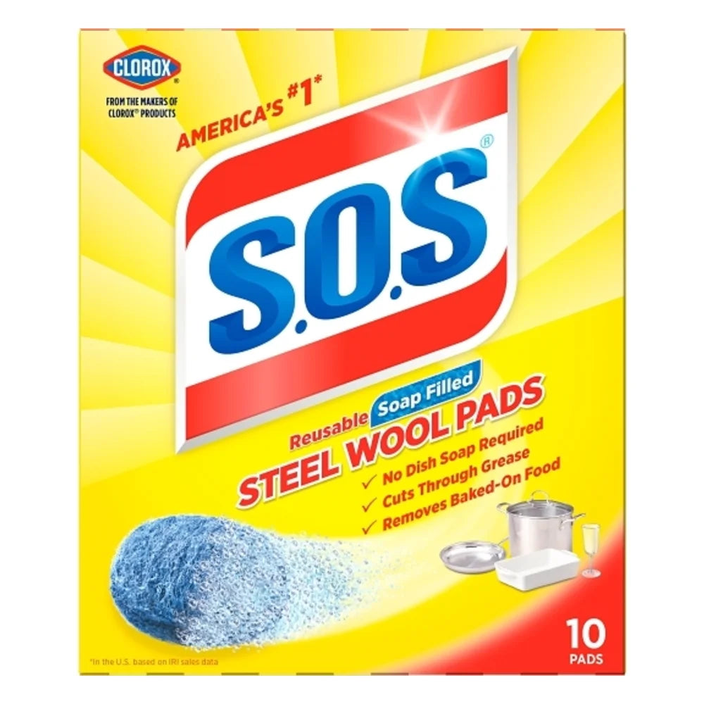 S.O.S Steel Wool Soap Pads, 10 Count — 6 Per Case