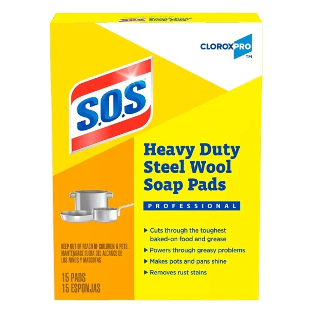 S.O.S Steel Wool Soap Pads, 15 Count — 12 Per Case