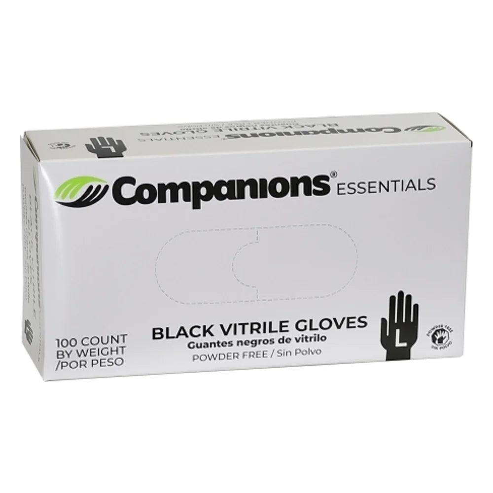 Companions Essentials Vitrile Black Powder Free Large Glove — 1000 Per Case
