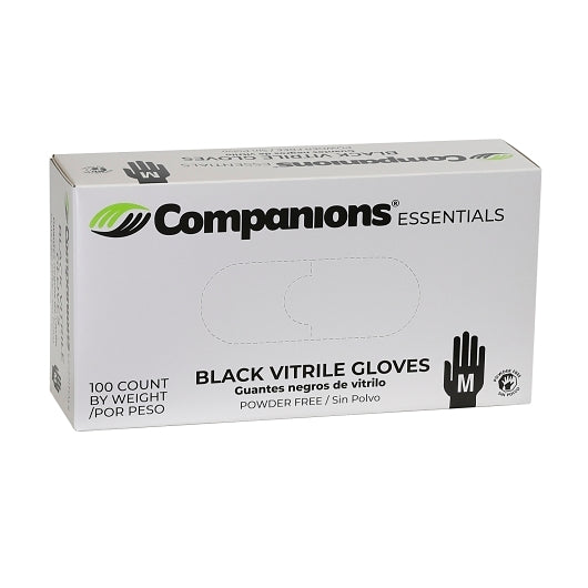Companions Essentials Vitrile Black Powder Free Medium Glove, 100 Each — 1000 Per Case