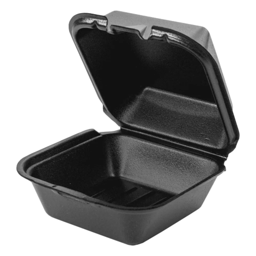 Genpak Black Foam 6 Inch Sandwich Snap-It Container — 500 Per Case