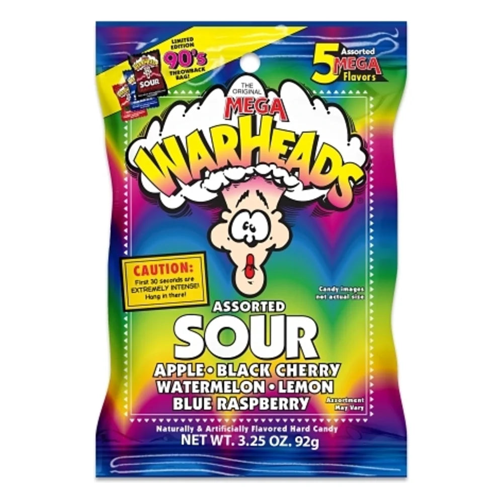 Warheads Extreme Sour Hard Candy Peg Bag, 3.25 Ounce — 12 Per Case