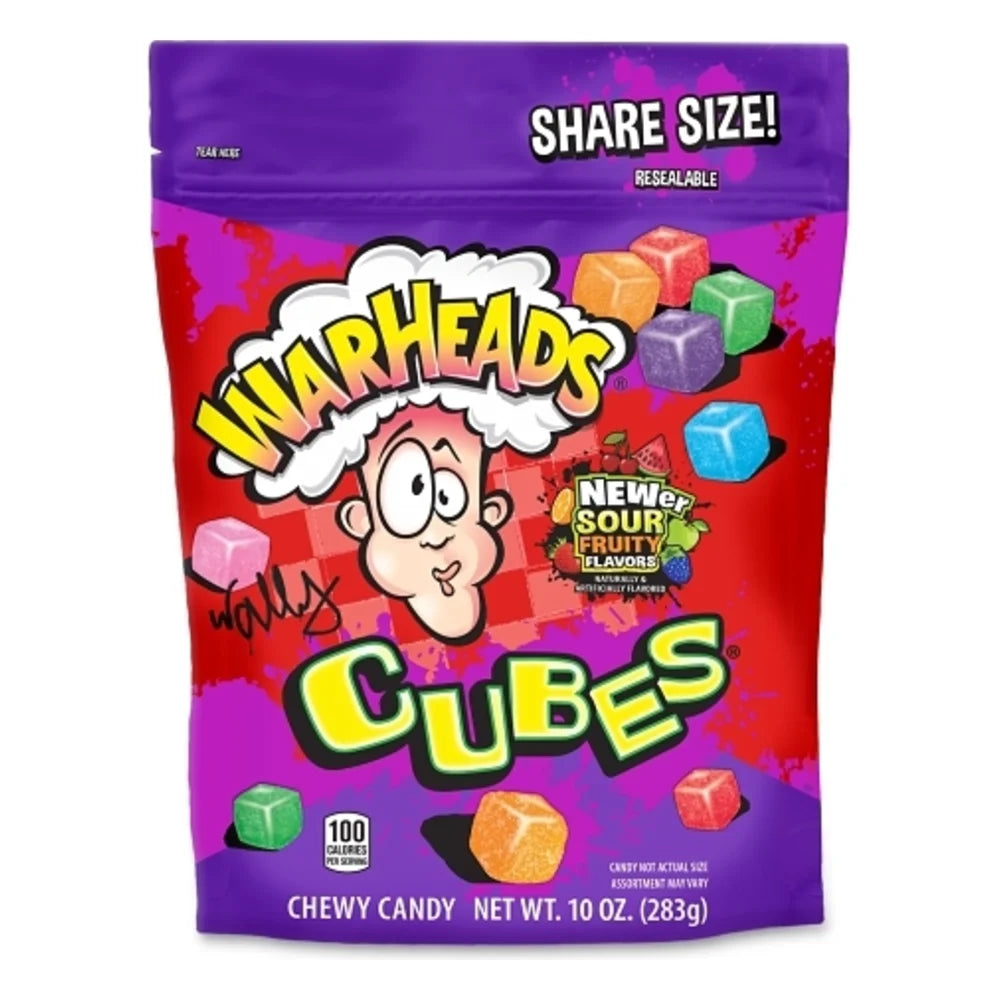 Warheads Cubes Stand Up Bag, 10 Ounce — 12 Per Case