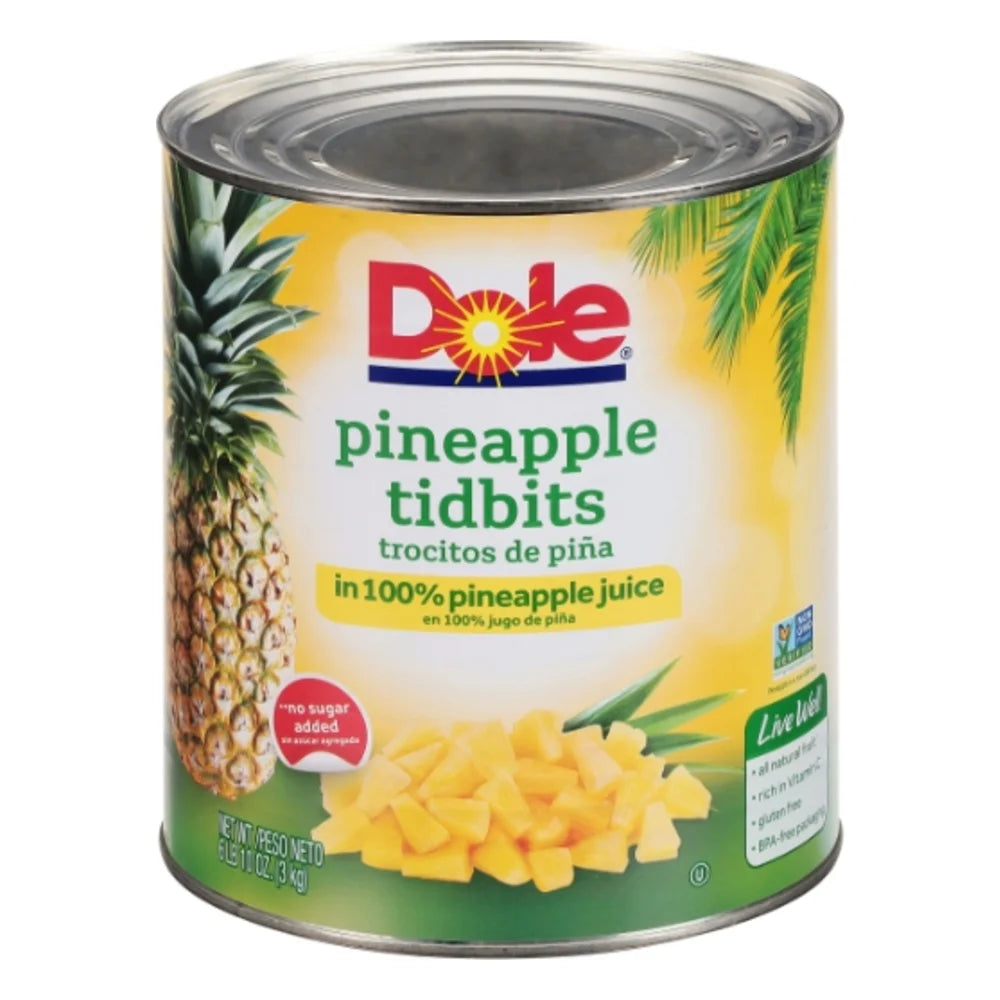 Dole Choice Pineapple Tidbits In Juice, 106 Ounce — 6 Per Case