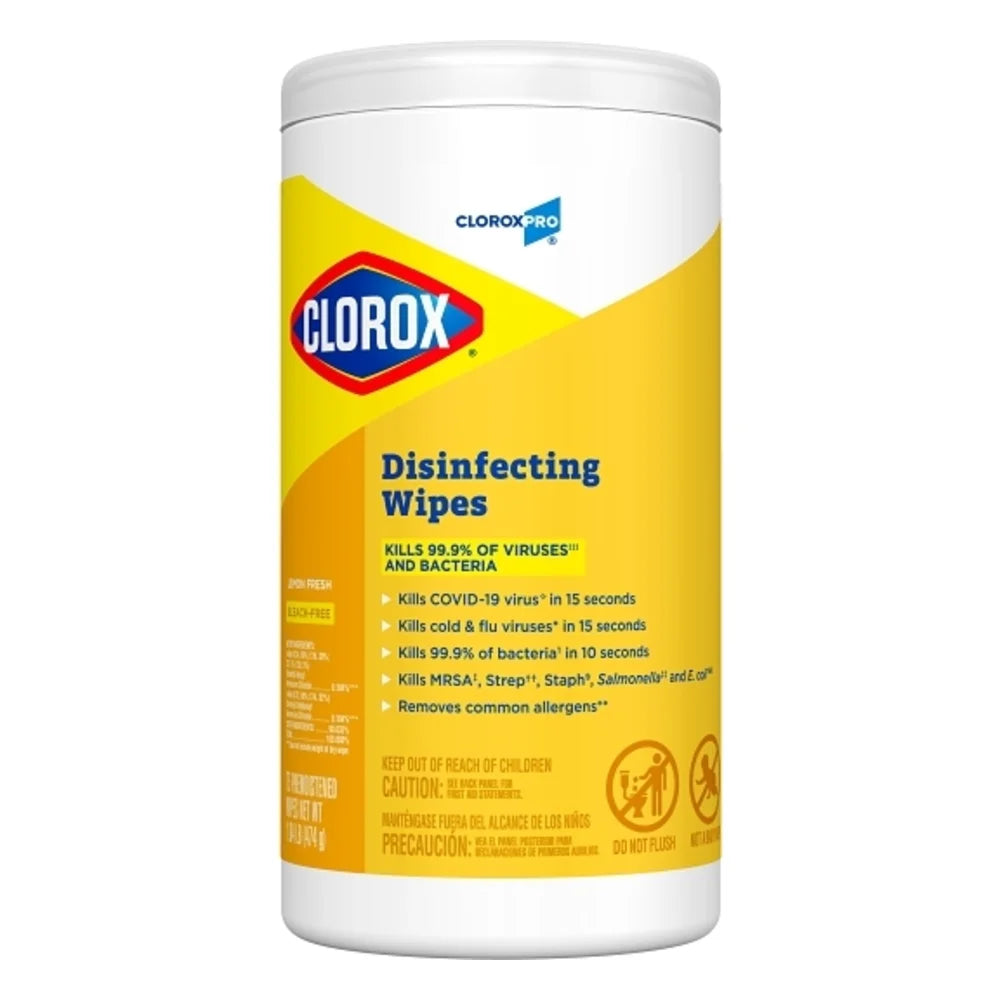 Clorox Disinfectant Lemon Commercial Solutions Wipes, 75 Count — 6 Per Case