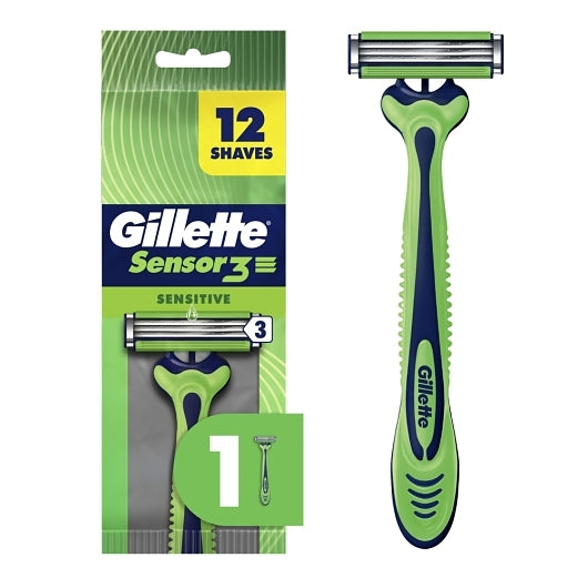 Gillette Sensor3 Sensitive Men's Disposable Razor, 1 Count — 6 Per Case
